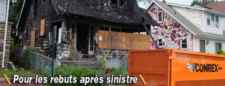 conteneur pour rebuts après sinistre.