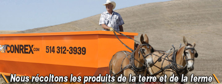 conteneur pour récolte des produits de la terre et de la ferme.